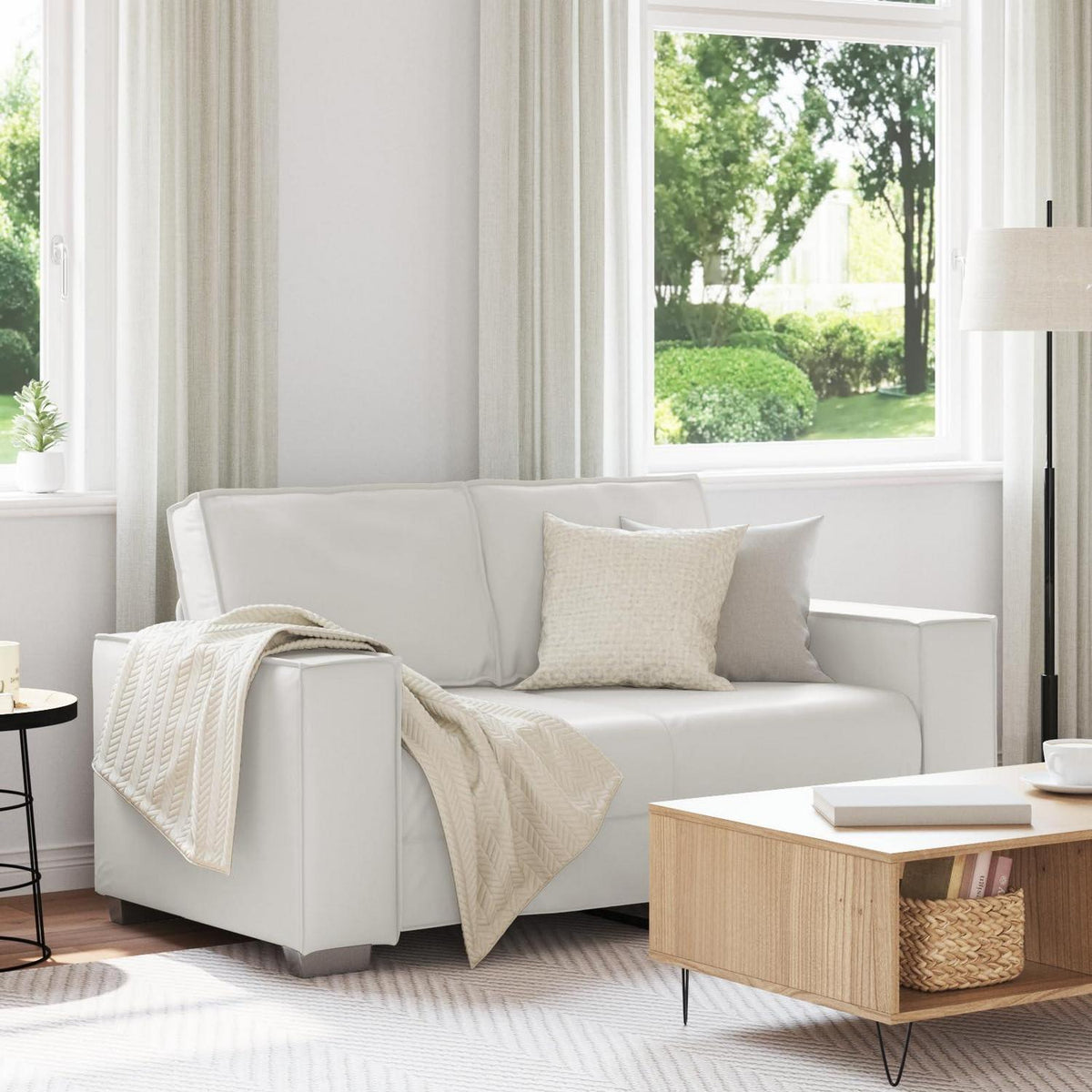 2-Sitzer Sofa Weiß – Werkzeugfrei, Kunstleder, 120 cm