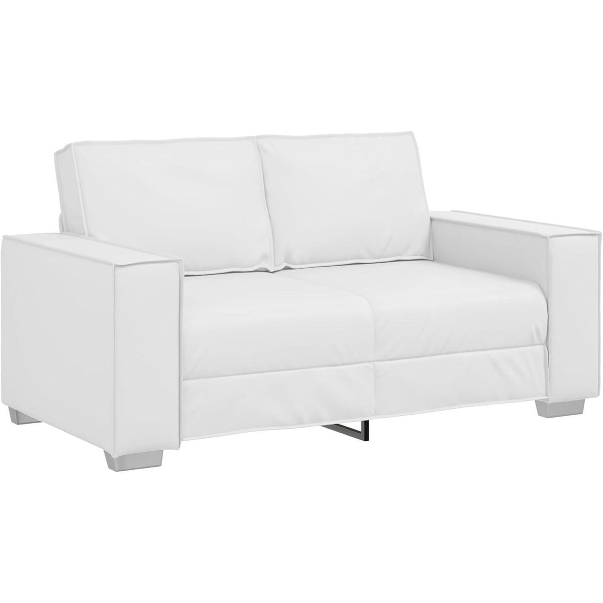 2-Sitzer Sofa Weiß – Werkzeugfrei, Kunstleder, 120 cm