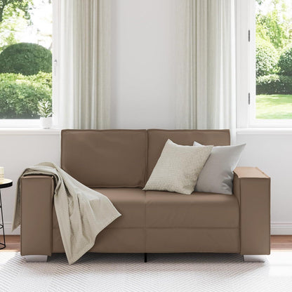 2-Sitzer Sofa Cappuccino – 120cm mit Abnehmbaren Kissen in Lederoptik