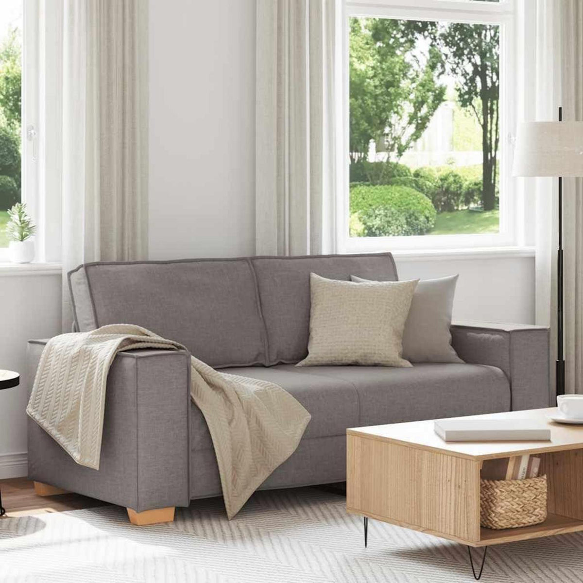 2-Sitzer Sofa Taupe – Bequemes Polstersofa 140 cm