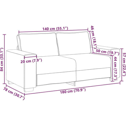 2-Sitzer Sofa Cappuccino – Modernes Mini Sofa 140cm in Lederoptik