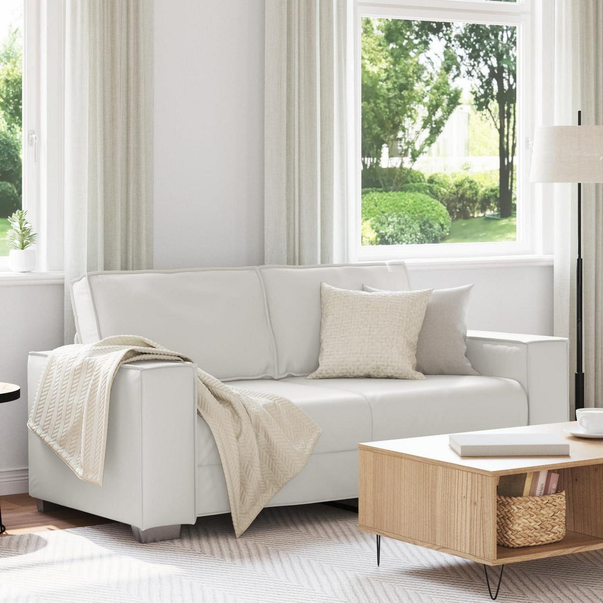 Weißes 2-Sitzer Sofa 140 cm – Kleines Sofa in Lederoptik