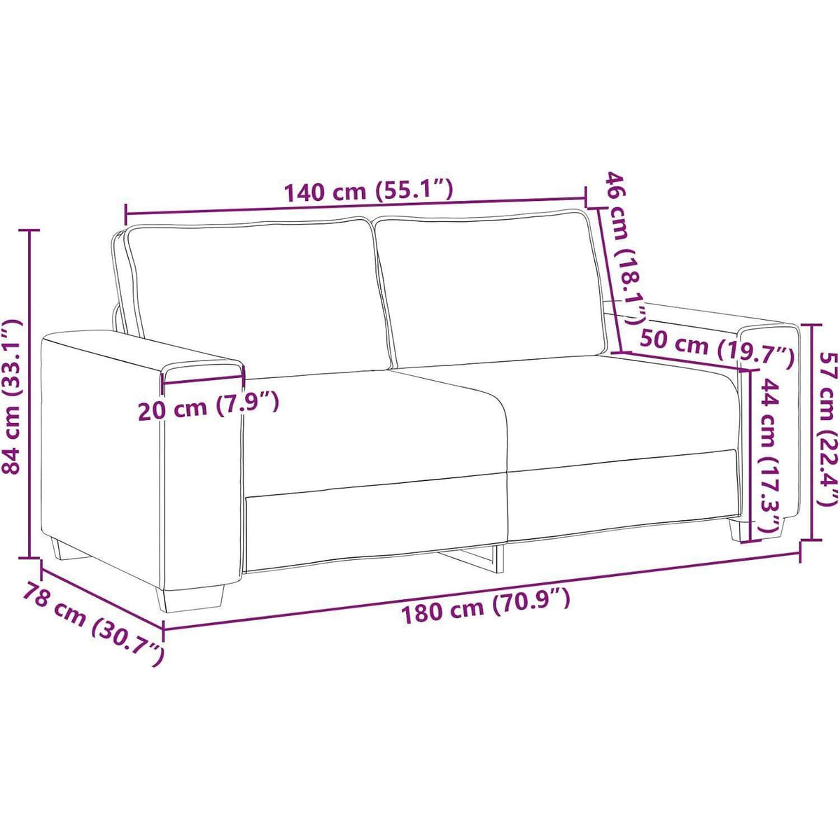 Weißes 2-Sitzer Sofa 140 cm – Kleines Sofa in Lederoptik