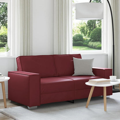 2-Sitzer Sofa Weinrot – Couch 140cm für Wohnzimmer in Lederoptik