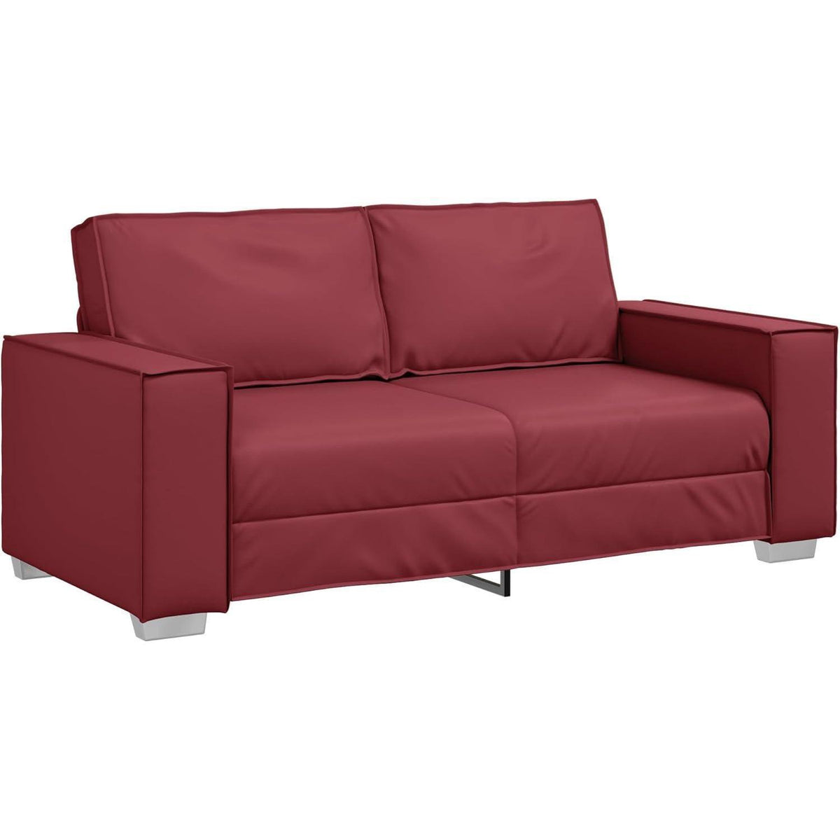 2-Sitzer Sofa Weinrot – Couch 140cm für Wohnzimmer in Lederoptik