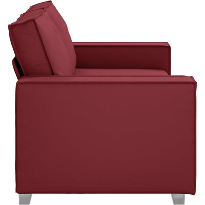 2-Sitzer Sofa Weinrot – Couch 140cm für Wohnzimmer in Lederoptik