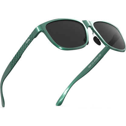 Herren Polarisierte Sonnenbrille Al-Mg Metall Retro Blau/Grau
