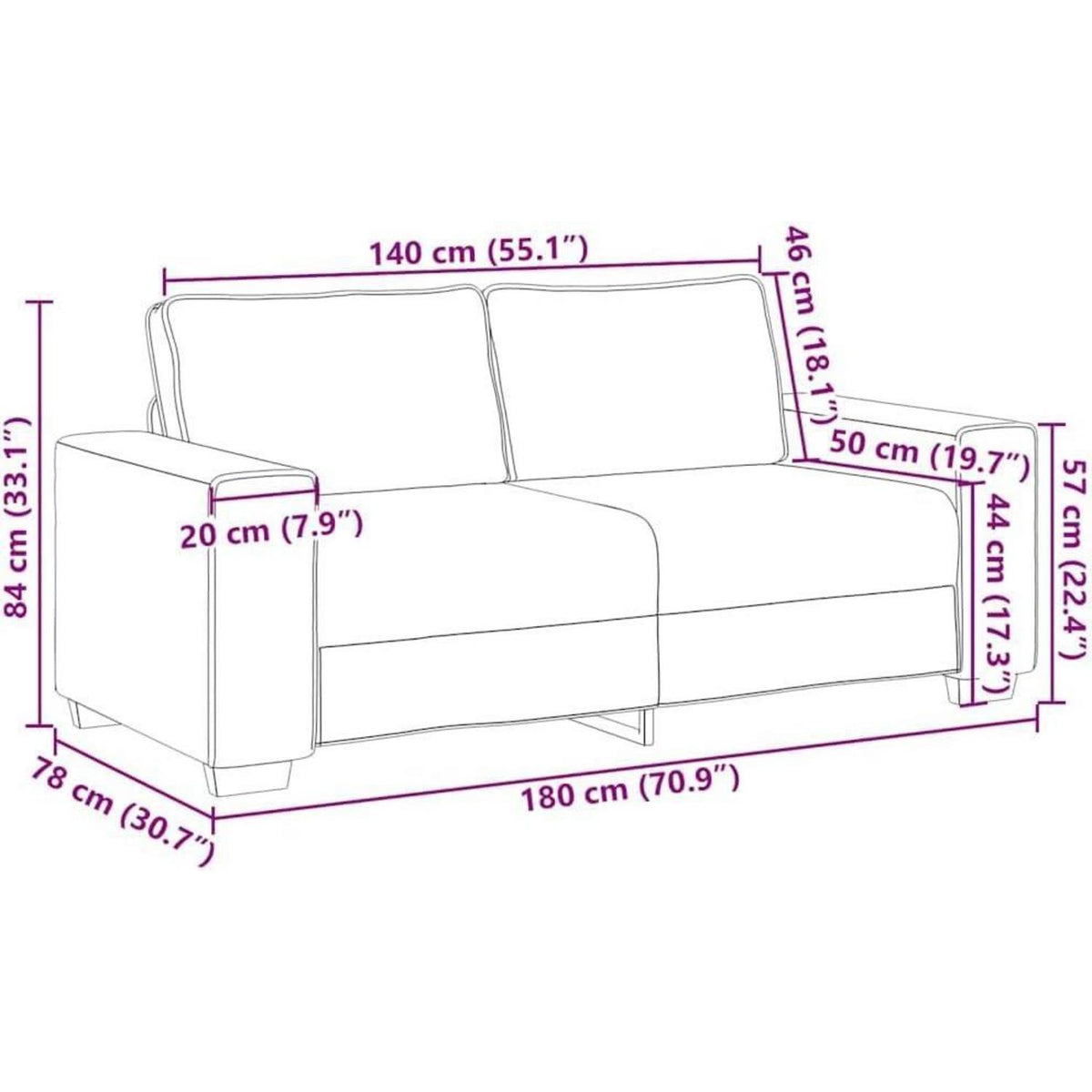 2-Sitzer Sofa Creme – Gemütliches Mini Sofa für Wohnzimmer & Büro