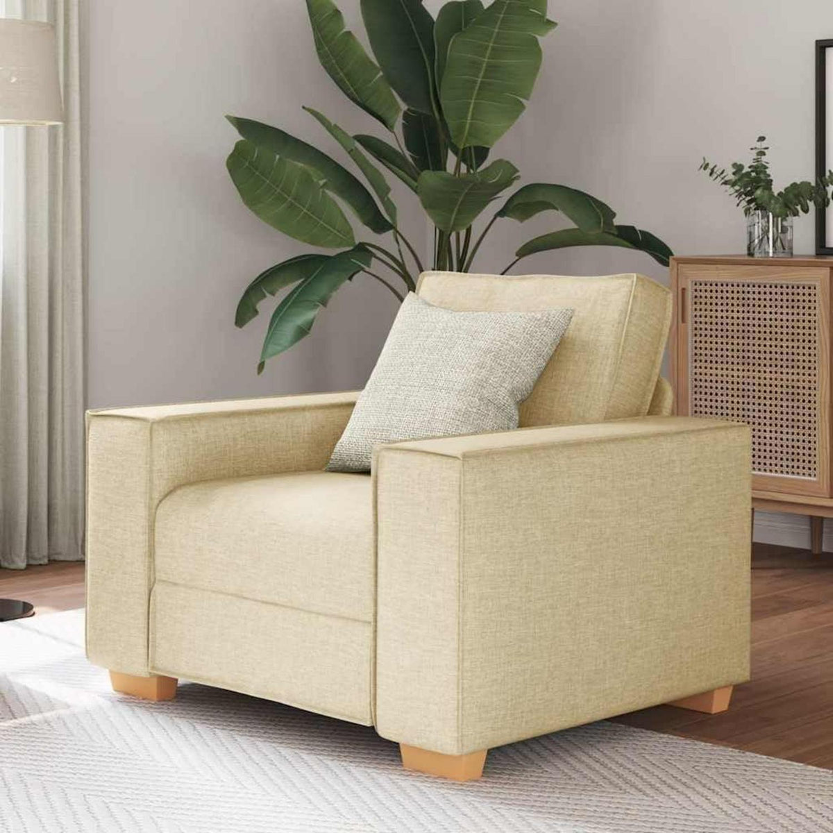 Creme Mini Sofa 60 cm – Bequemer Stoff-Sessel für Wohnzimmer