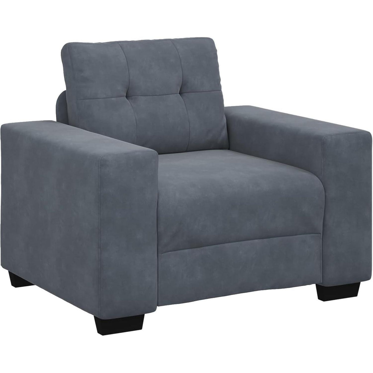 3-TLG. Samt Sofagarnitur Dunkelgrau – Wohnzimmer Set