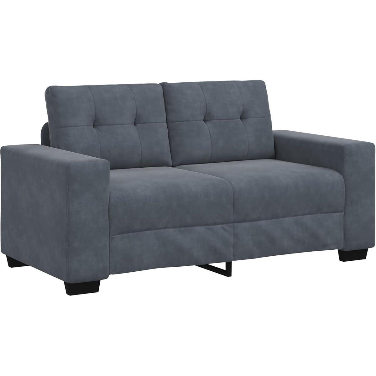 3-TLG. Samt Sofagarnitur Dunkelgrau – Wohnzimmer Set