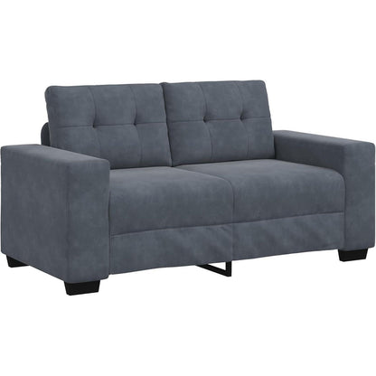 3-TLG. Samt Sofagarnitur Dunkelgrau – Wohnzimmer Set