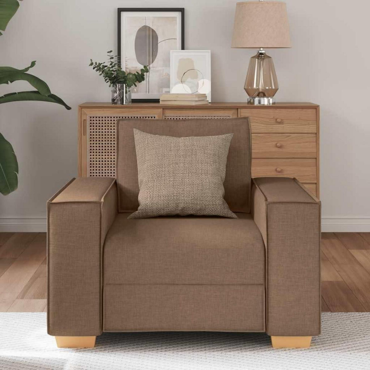 Braunes Sofa mit Sitzkissen – 60 cm, Modernes Wohnzimmer Sofa