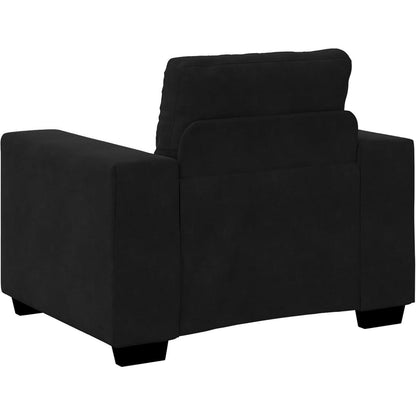 3-TLG. Samt Sofagarnitur Schwarz – Modernes Wohnzimmer Set