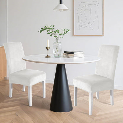 Samt Stuhlhussen 2er Set – Stretch, Waschbar & Kratzfest