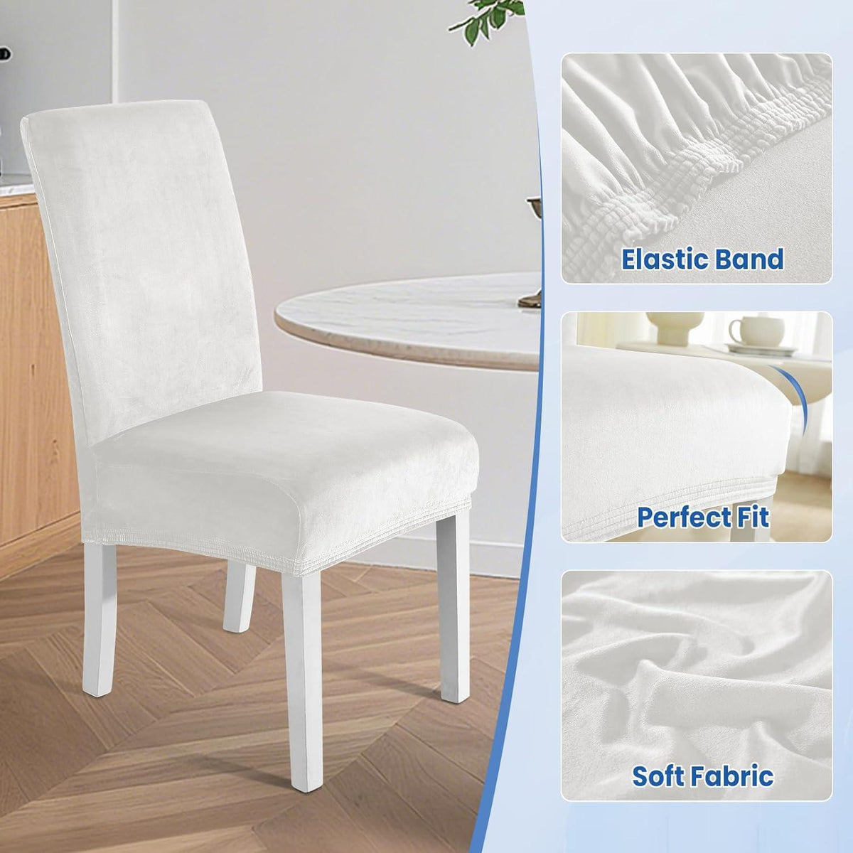 Samt Stuhlhussen 2er Set – Stretch, Waschbar & Kratzfest