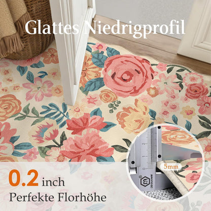 Wellenmuster Teppich Beige 200x300cm – Waschbarer Wohnteppich