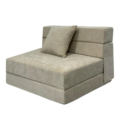 Klappsofa mit Schlaffunktion – Beiges Gästebett 100x190 cm