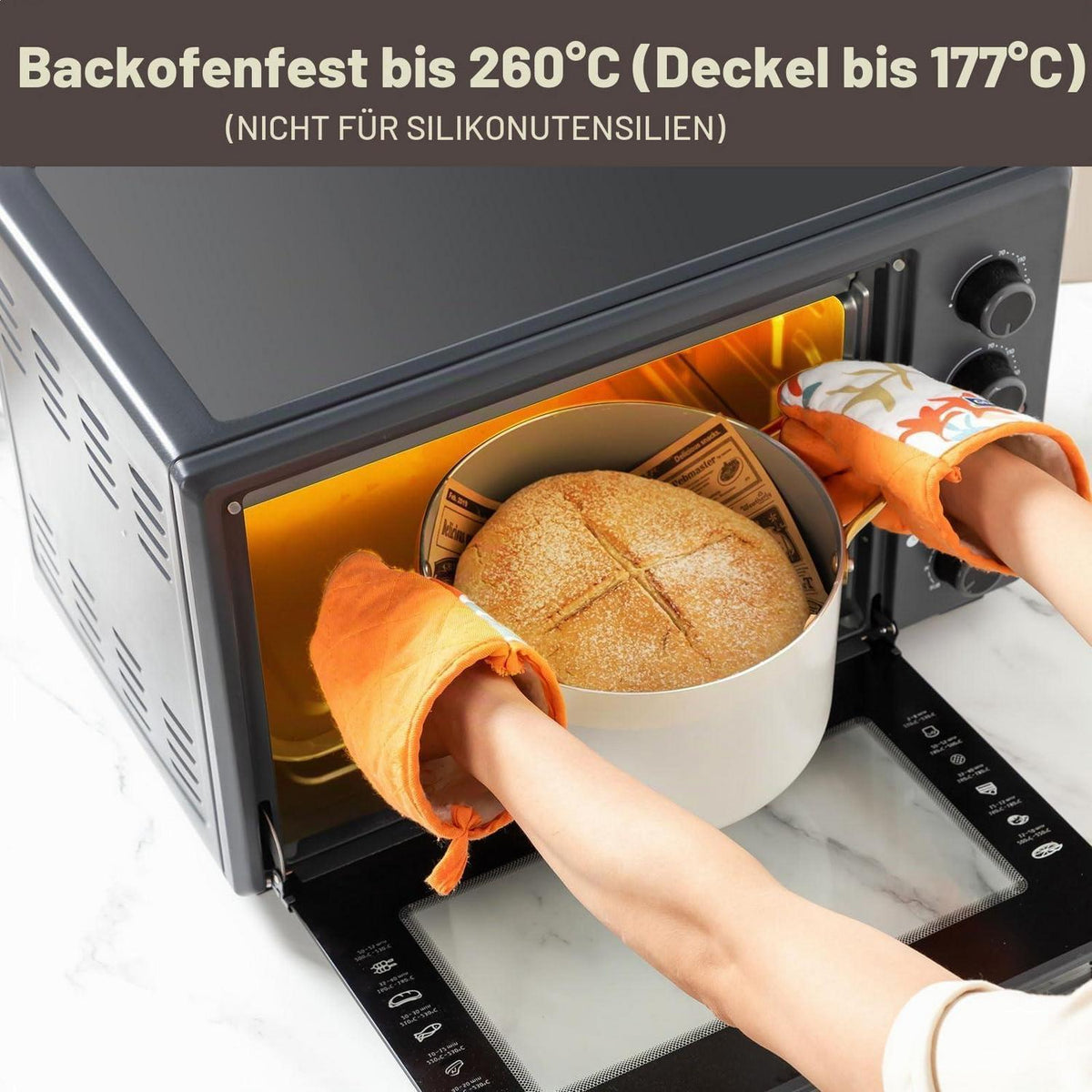 Keramik Kochset 14-teilig – Antihaft, Induktionsgeeignet, Beige/Weiß Gold