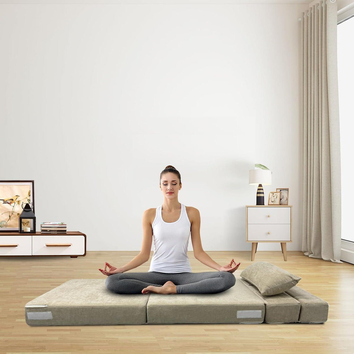 Schlafsessel mit Bettfunktion & Memory Schaum – Beige 70x200cm