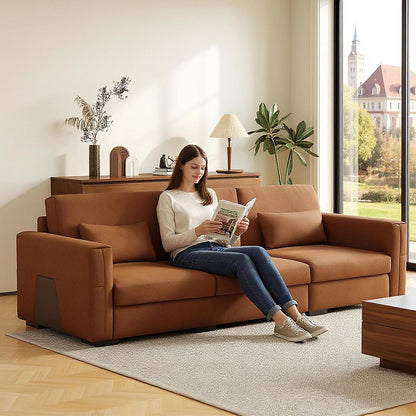 Bequemes 3-Sitzer Sofa Lederoptik 276x98x90cm Orangebraun