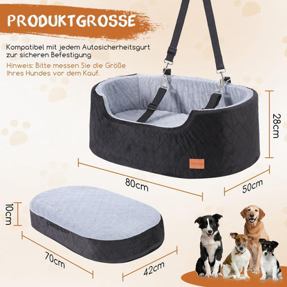 Hund Autositz Booster für Reisen – 80x50x28cm Schwarz
