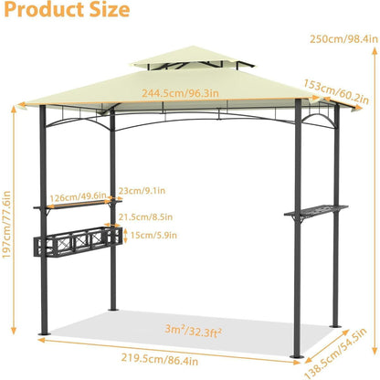 Grillpavillon mit Doppeldach & Stauraum – 245x153x250 cm