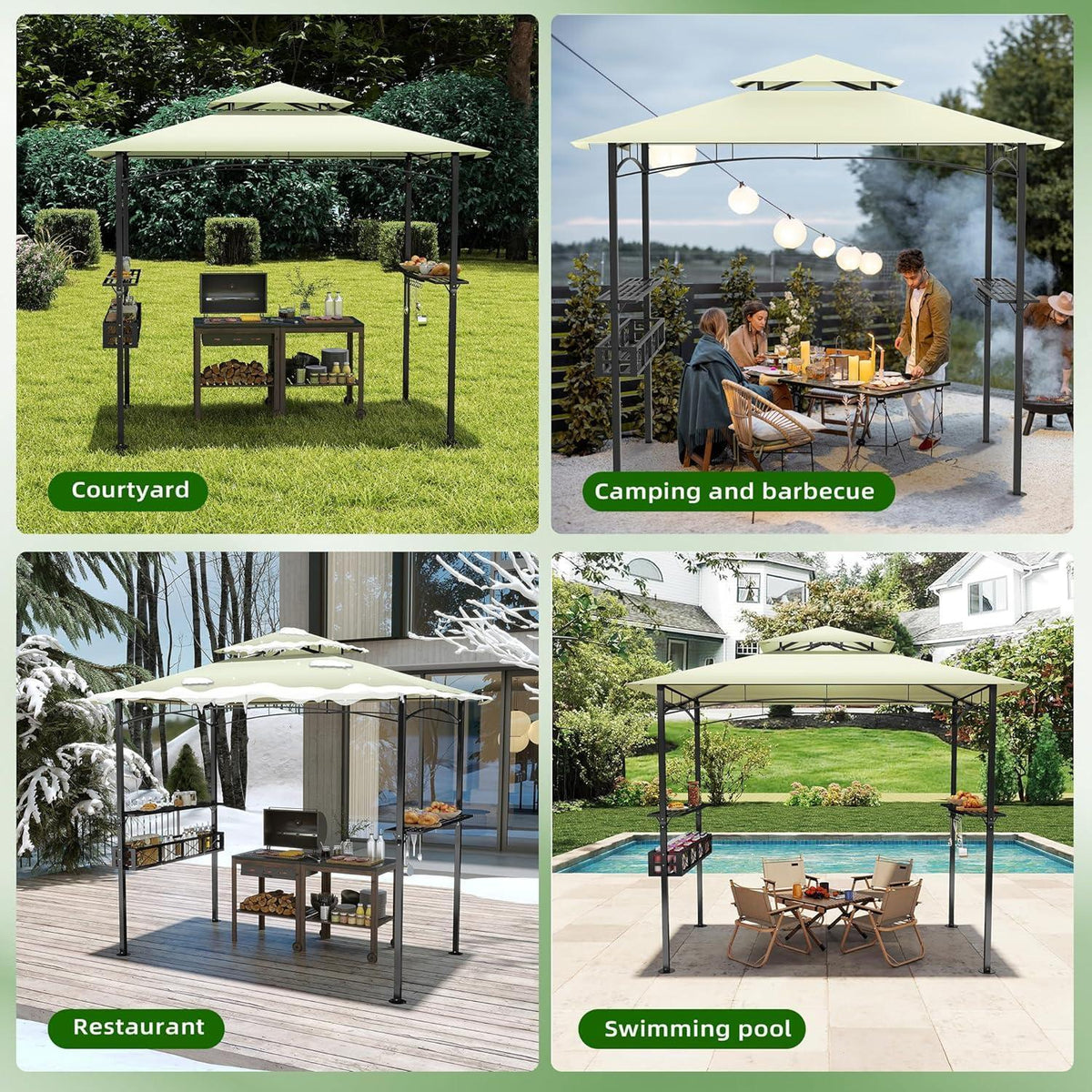 Grillpavillon mit Doppeldach & Stauraum – 245x153x250 cm