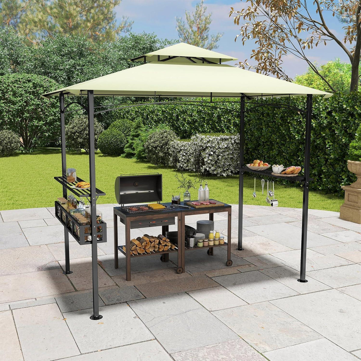 Grillpavillon mit Doppeldach & Stauraum – 245x153x250 cm