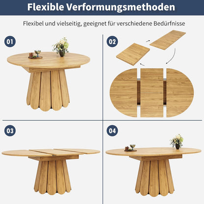 Ausziehbarer Esstisch Holz – 118-158cm, Platz für 6 Personen
