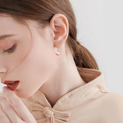 Perlen Ohrringe Sterling Silber Hängend Rosa Katzenauge