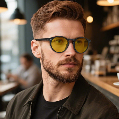 Herren Sonnenbrille polarisiert Vintage UV400 Schutz Gelbton
