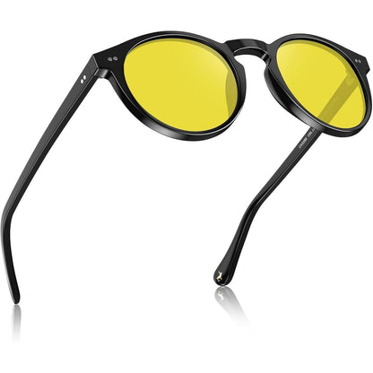 Herren Sonnenbrille polarisiert Vintage UV400 Schutz Gelbton