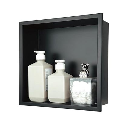 Wandmontierter Duschschrank Schwarz 30x30cm Edelstahl Duschablage