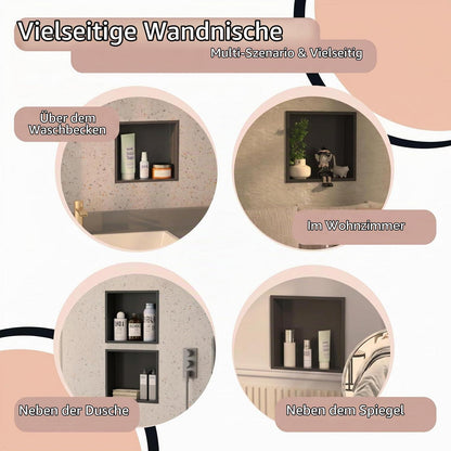 Wandmontierter Duschschrank Schwarz 30x30cm Edelstahl Duschablage