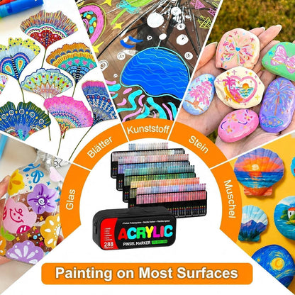 Acrylstifte Set 288 Farben – Wasserfest für Stein, Leinwand & mehr
