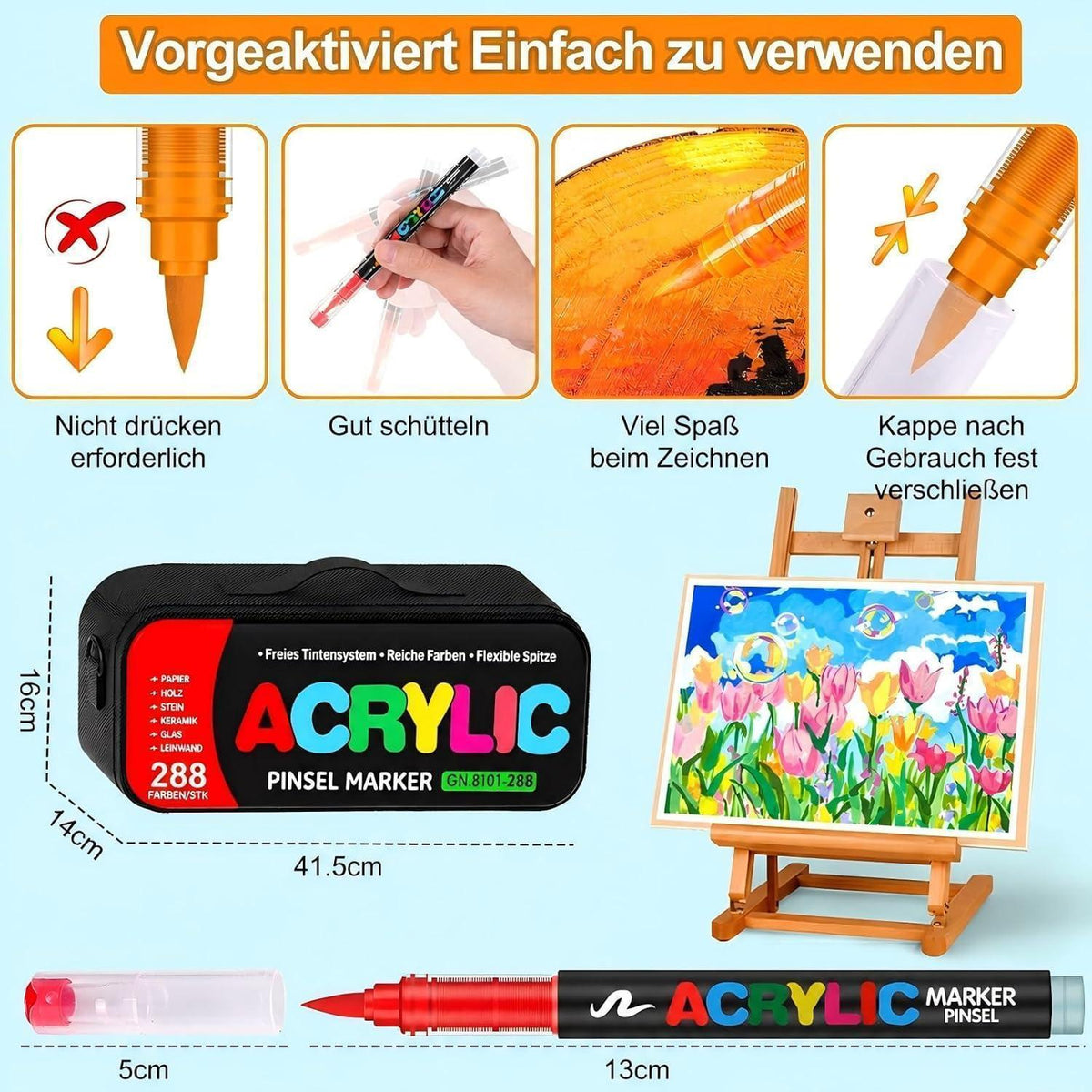 Acrylstifte Set 288 Farben – Wasserfest für Stein, Leinwand & mehr
