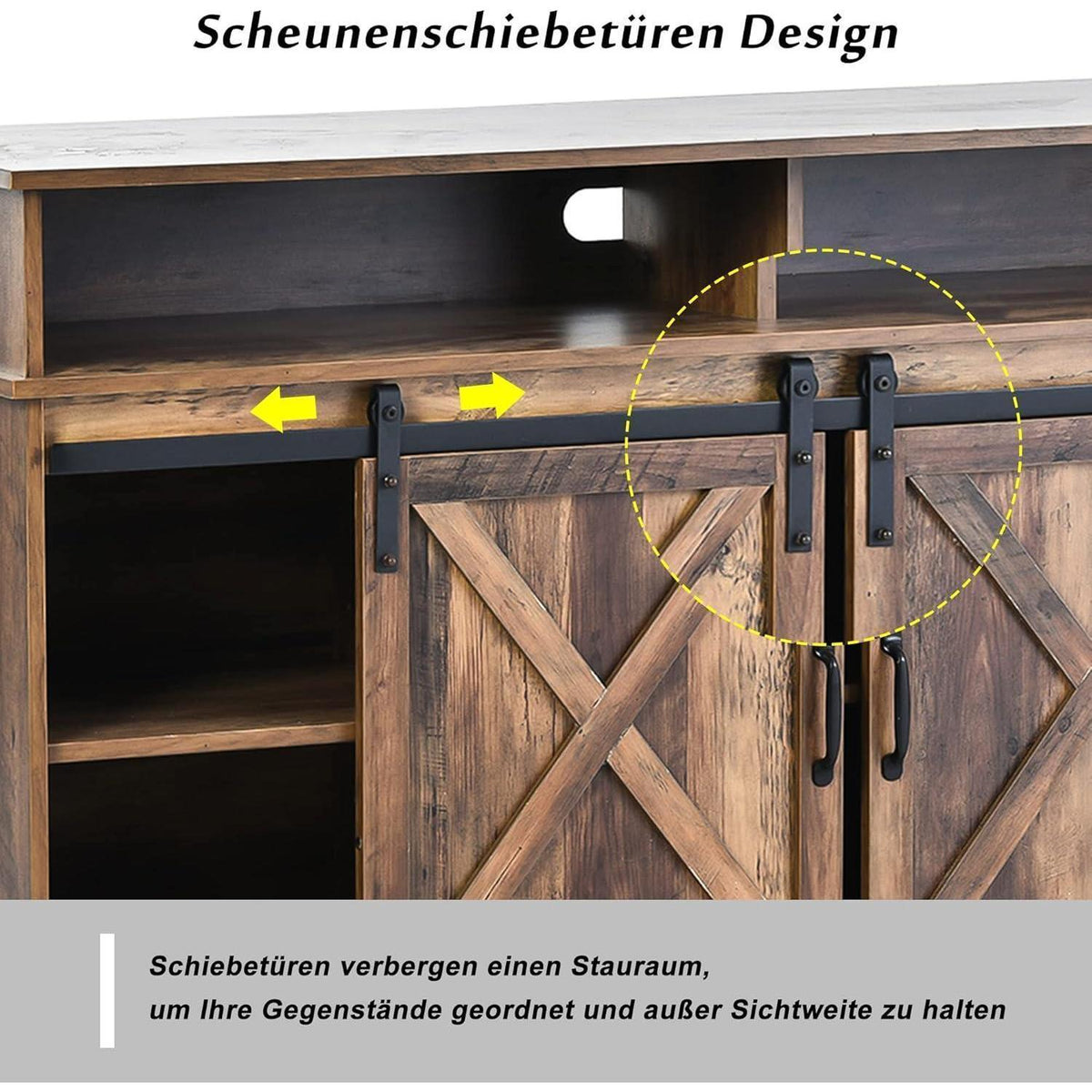 TV Lowboard Farmhaus Design – Verstellbare Regale & Stauraum