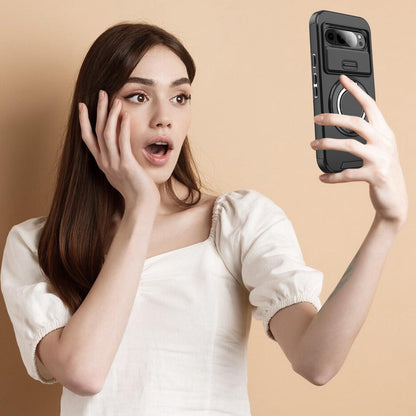 Google Pixel 9 Pro XL Hülle mit Ring Ständer & Kameraschutz, Schwarz