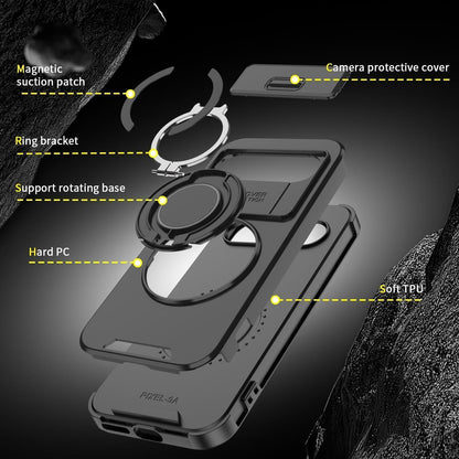 Google Pixel 9 Pro XL Hülle mit Ring Ständer & Kameraschutz, Schwarz