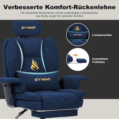 Gaming Stuhl mit Fußstütze, verstellbar, dunkelblau