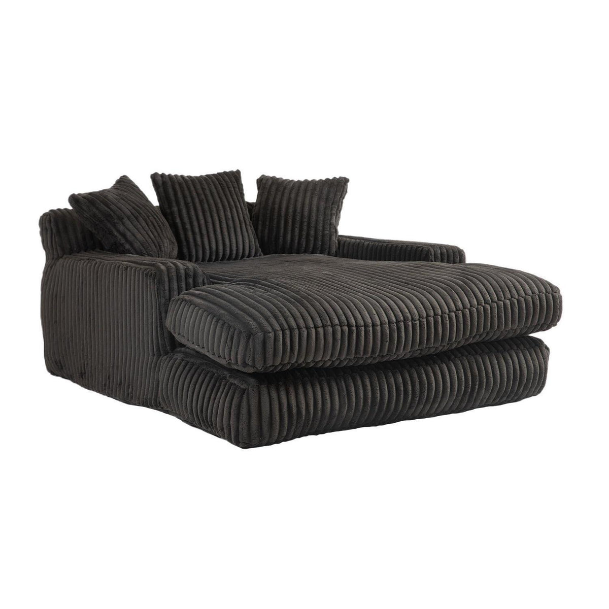 Bequemes Cord Schlafsofa mit Kissen – Wohnzimmer Lounge Sessel Schwarz