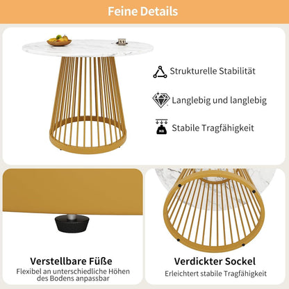 Runder Esstisch 80x80cm | Moderner Küchentisch Holz mit Metallbeinen