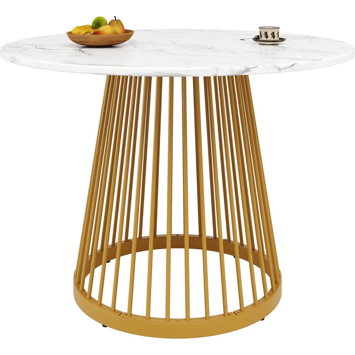 Runder Esstisch 80x80cm | Moderner Küchentisch Holz mit Metallbeinen