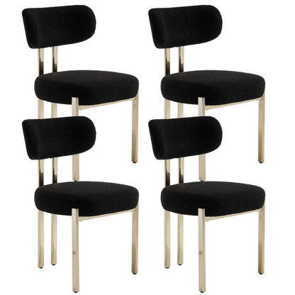 Esszimmerstühle Set 4er – Bouclé Teddy Stoff, Schwarz