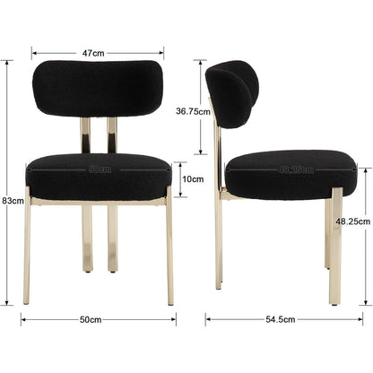Esszimmerstühle Set 4er – Bouclé Teddy Stoff, Schwarz
