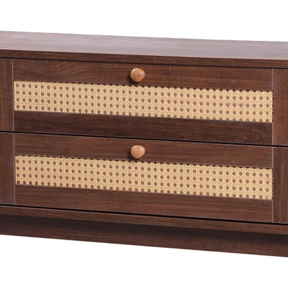 Landhaus TV-Bank Holz mit Rattan Schubladen 170cm