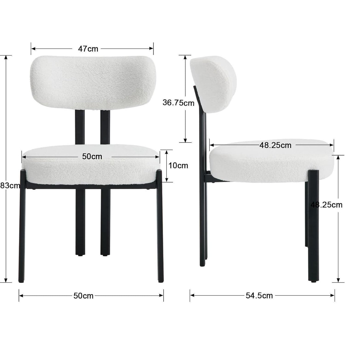 Ya-Home Esszimmerstühle 4er Set, Runde Boucle Stühle Weiß