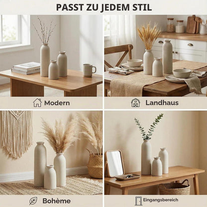 Keramik Vasen Set 3-teilig Beige Modern