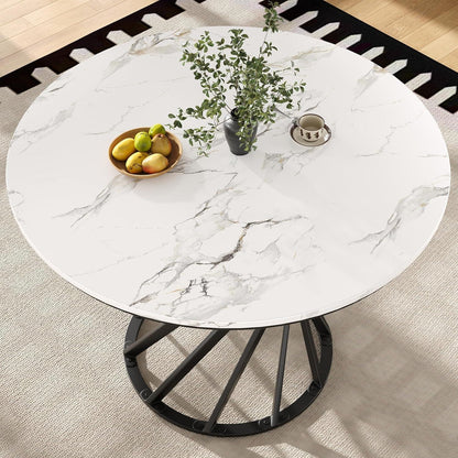 Runder Esstisch Weiß Marmor Optik 80x80cm Modern